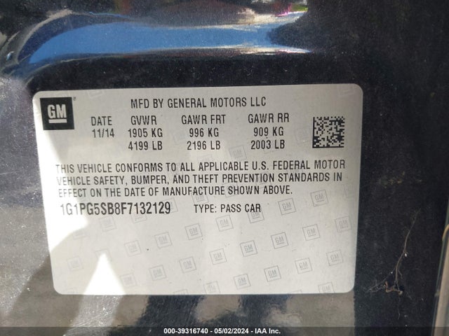 Chevrolet CRUZE LTZ 2015 1G1PG5SB8F7132129 Image 9