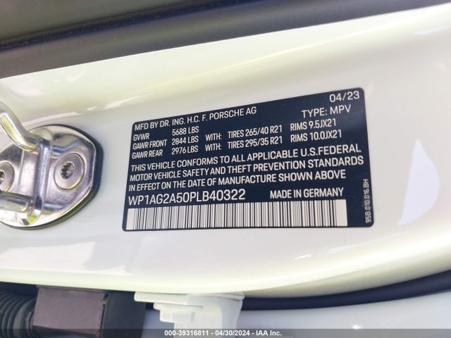 WP1AG2A50PLB40322 Porsche MACAN S