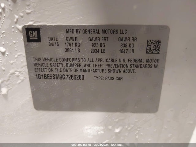 Chevrolet Cruze Lt Auto 2016 1G1BE5SM9G7266280 Image 9