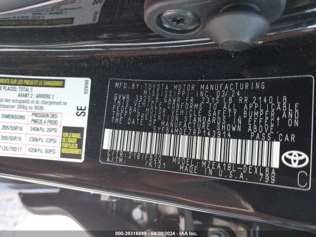 Toyota COROLLA LE 2024 5YFB4MDE7RP143914 Image 9