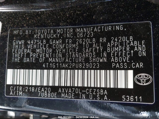 Toyota CAMRY SE 2023 4T1G11AK2PU829023 Image 9