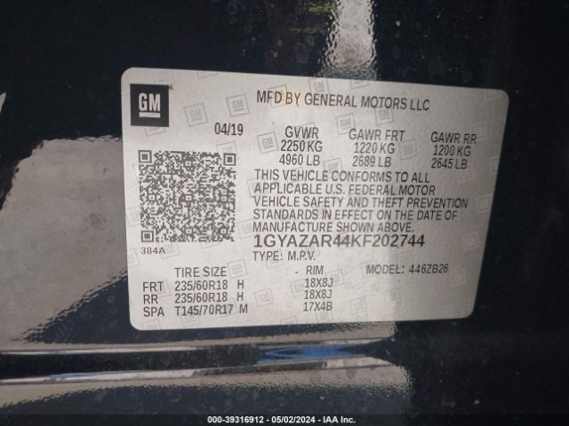 1GYAZAR44KF202744 Cadillac Xt4 Luxury