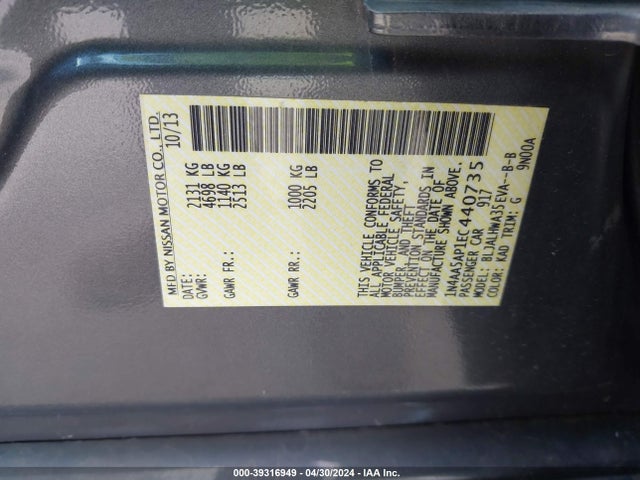 Nissan Maxima 3.5 Sv 2014 1N4AA5AP1EC440735 Image 9