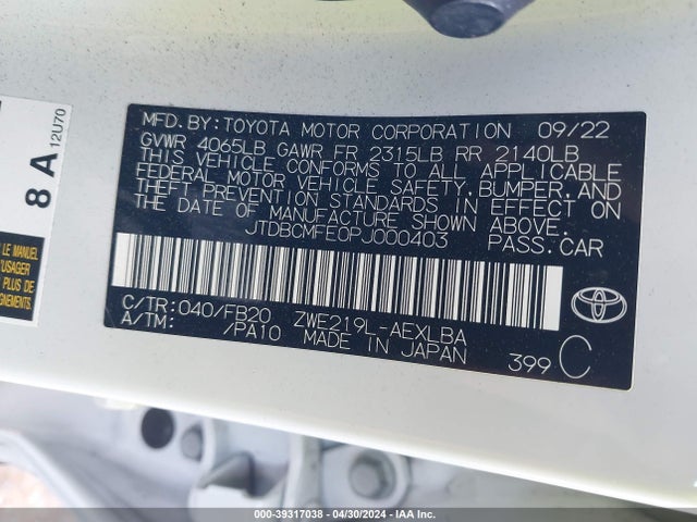 Toyota Corolla Hybrid Le 2023 JTDBCMFE0PJ000403 Image 9