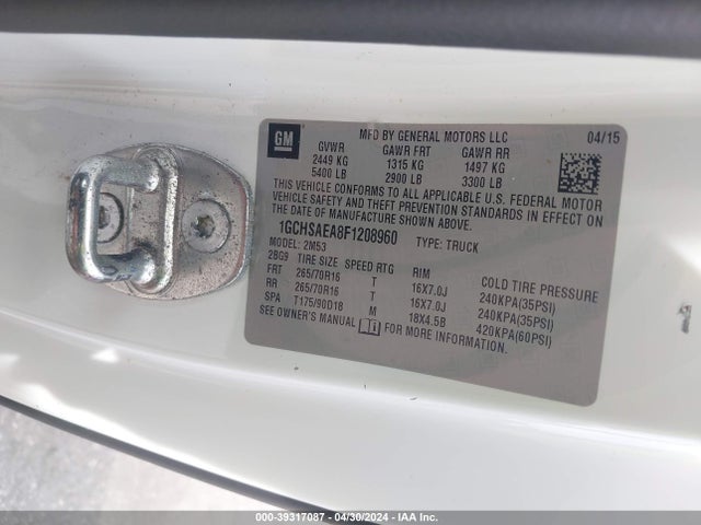 Chevrolet Colorado Wt 2015 1GCHSAEA8F1208960 Image 9
