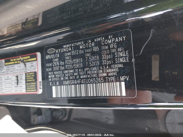 Hyundai Santa Fe Gls 2014 KM8SR4HF4EU065265 Image 9