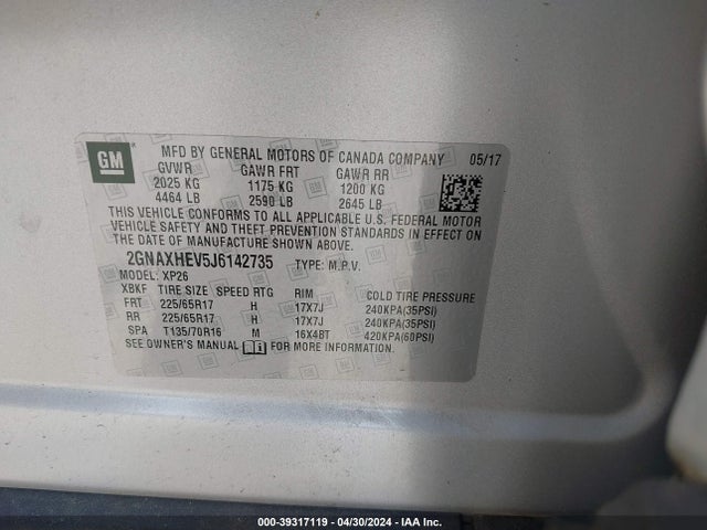 Chevrolet EQUINOX LS 2018 2GNAXHEV5J6142735 Image 9