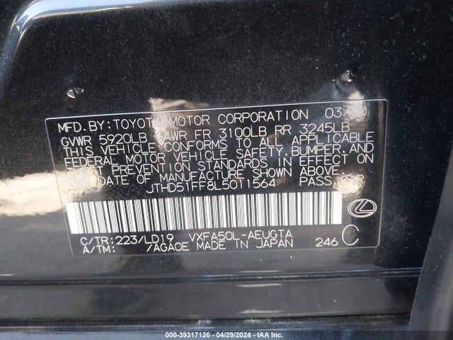 Lexus Ls 500 2020 JTHD51FF8L5011564 Image 9