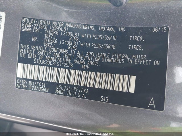 Toyota Sienna Le 7 Passenger 2015 5TDJK3DC2FS112938 Image 9
