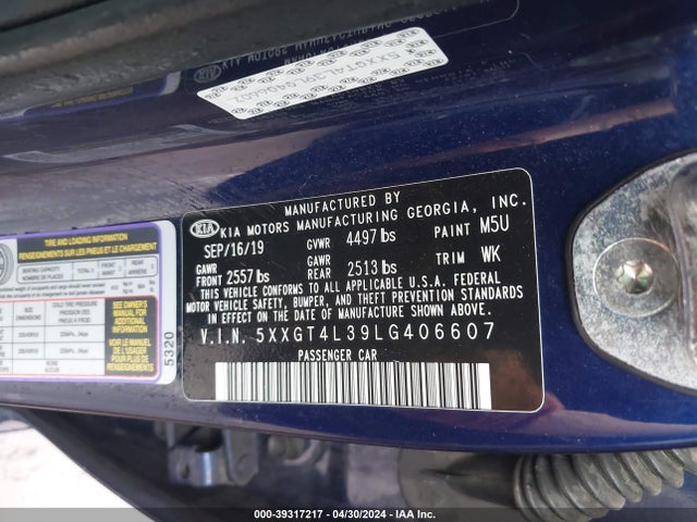 KIA Optima S 2020 5XXGT4L39LG406607 Image 9