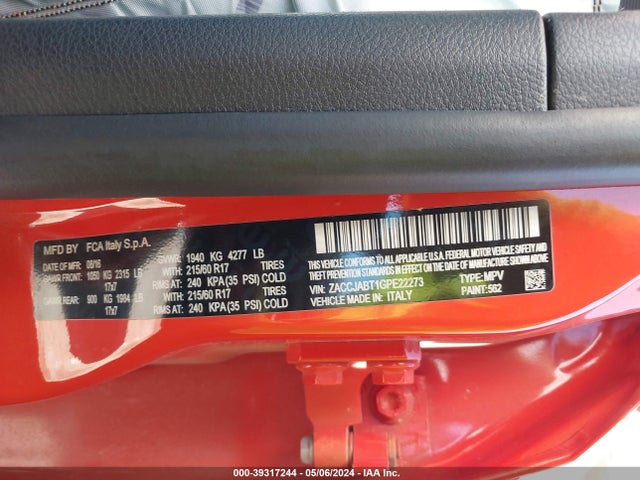 ZACCJABT1GPE22273 Jeep Renegade Latitude