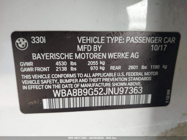 BMW 330I 2018 WBA8B9G52JNU97363 Image 9