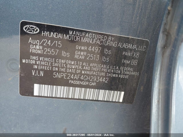 Hyundai SONATA SE 2016 5NPE24AF4GH293442 Image 9