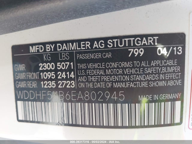 Mercedes-Benz E 350 2014 WDDHF5KB6EA802945 Image 9