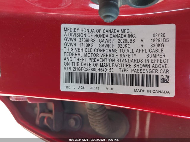 Honda Civic Sport 2020 2HGFC2F80LH540153 Image 9