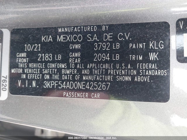 KIA Forte Gt-line 2022 3KPF54AD0NE425267 Image 9