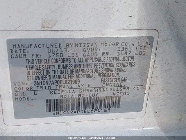 Nissan Versa 1.6 Sv 2014 3N1CN7AP0EL821969 Image 9
