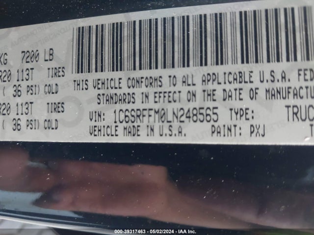 RAM 1500 Big Horn  4x4 5'7 Box 2020 1C6SRFFM0LN248565 Image 9