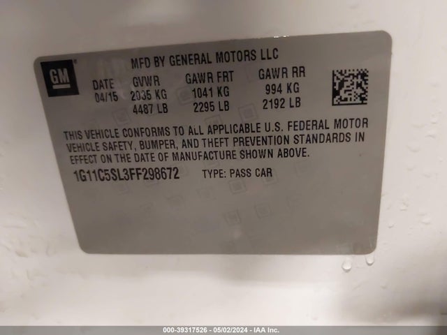 Chevrolet MALIBU 1LT 2015 1G11C5SL3FF298672 Image 9