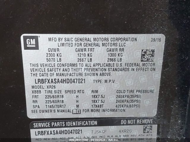 LRBFXASA4HD047021 Buick Envision Preferred