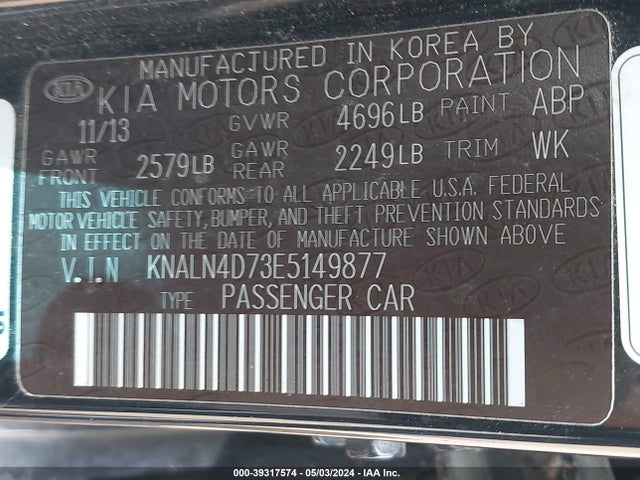 KIA Cadenza Limited 2014 KNALN4D73E5149877 Image 9