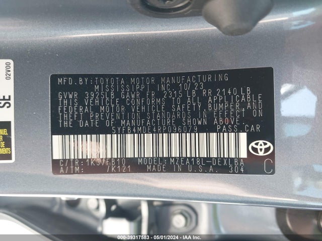 Toyota COROLLA LE 2024 5YFB4MDE4RP096079 Image 9