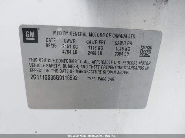 Chevrolet Impala 2lt 2016 2G1115S36G9116592 Image 9