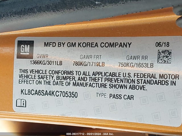 Chevrolet Spark Ls Manual 2019 KL8CA6SA4KC705350 Image 9