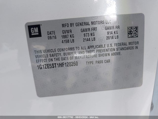 Chevrolet MALIBU 1LT 2017 1G1ZE5ST1HF120260 Image 9