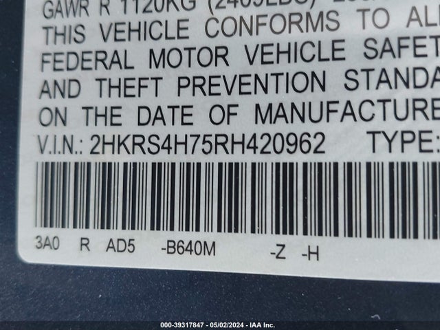 Honda Cr-v Ex-l Awd 2024 2HKRS4H75RH420962 Image 9