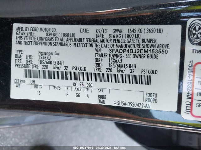 Ford FIESTA SE 2014 3FADP4BJ2EM153550 Image 9