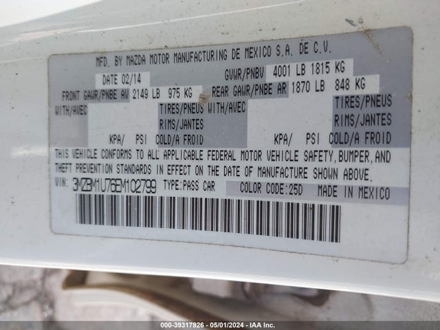 Mazda Mazda3 I Sport 2014 3MZBM1U76EM102799 Image 9