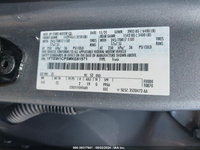 Ford F-150 Xl 2021 1FTEW1CP5MKE81571 Image 9