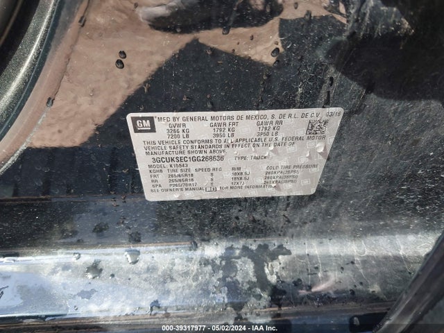 Chevrolet Silverado 1500 2lz 2016 3GCUKSEC1GG268636 Image 9