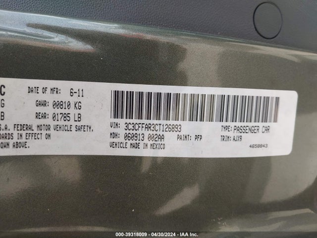 2012 FIAT 500 3C3CFFAR3CT126893 Photo 8