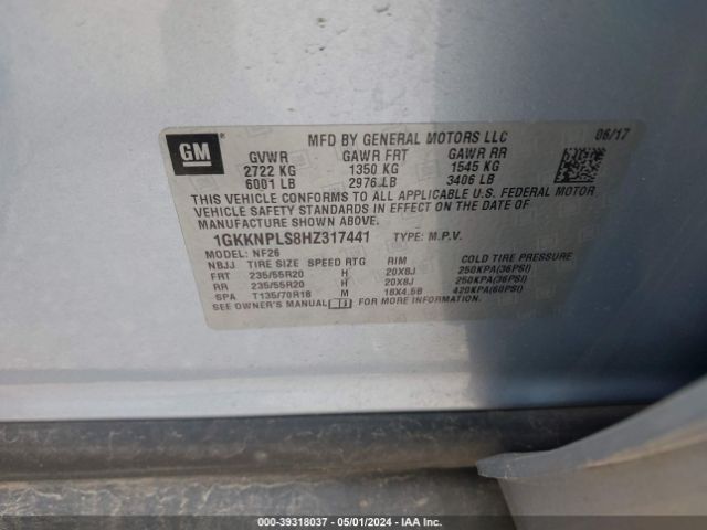 1GKKNPLS8HZ317441 GMC Acadia Denali