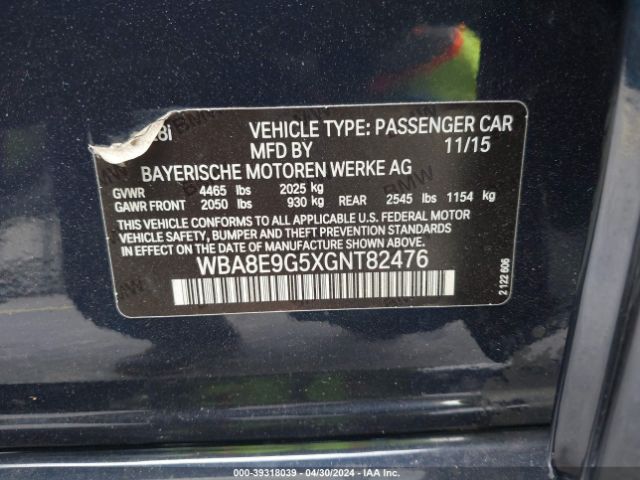 WBA8E9G5XGNT82476 BMW 328I