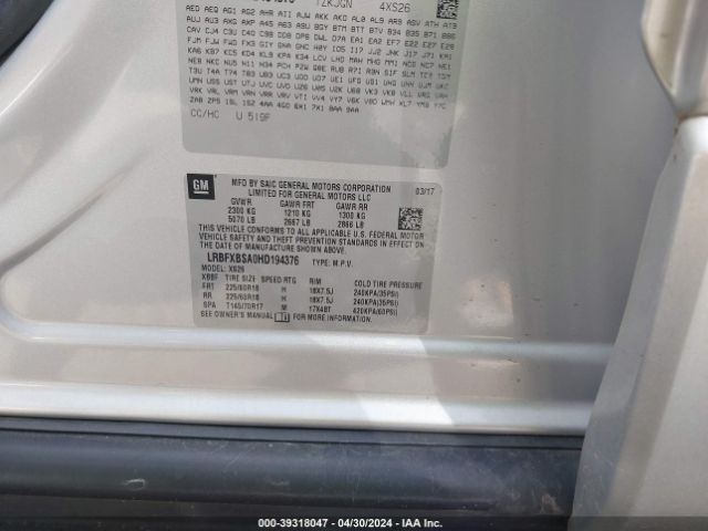 LRBFXBSA0HD194376 Buick Envision Essence