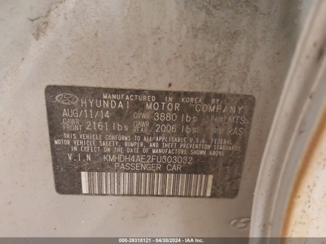 KMHDH4AE2FU303032 Hyundai Elantra Limited