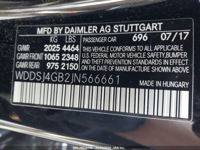 WDDSJ4GB2JN566661 Mercedes-Benz CLA 250 4MATIC