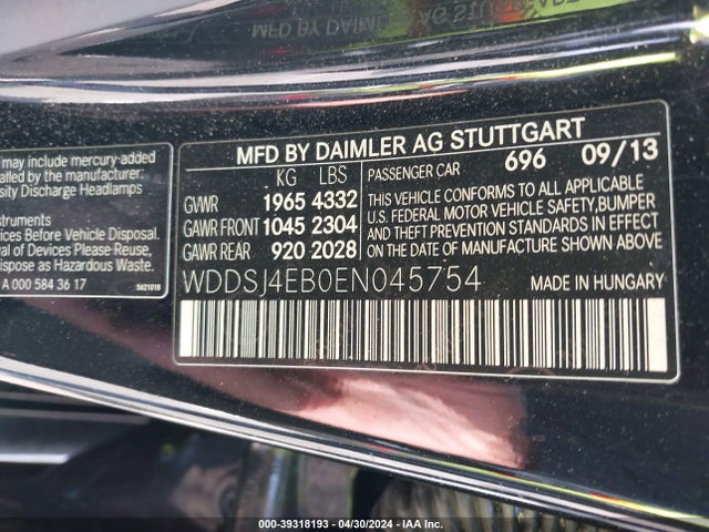 WDDSJ4EB0EN045754 Mercedes-Benz CLA 250