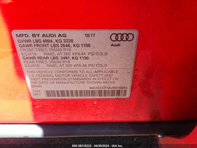 WA1ECCFS6JR015083 Audi Q3 2.0t Premium