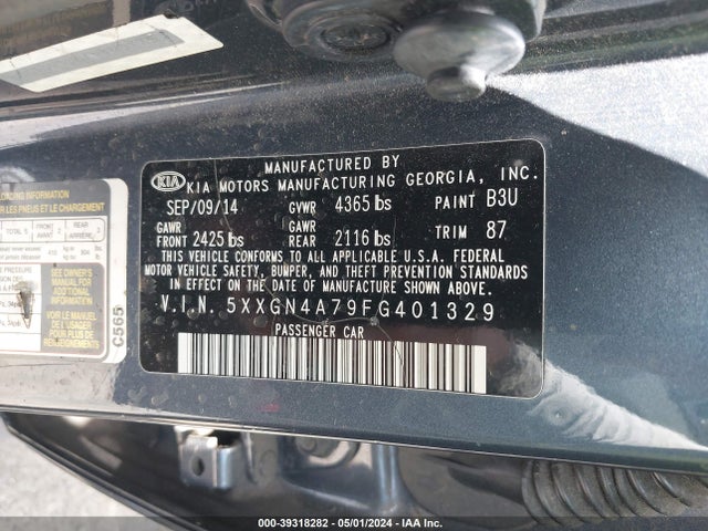 KIA OPTIMA EX 2015 5XXGN4A79FG401329 Image 9