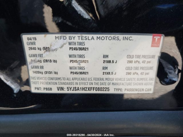 5YJSA1H2XFF080225 Tesla Model S 70d/85d/p85d