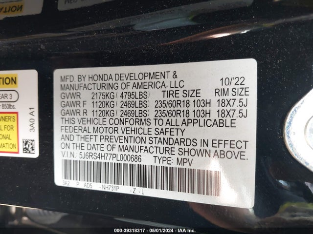 Honda Cr-v Ex-l Awd 2023 5J6RS4H77PL000686 Image 9