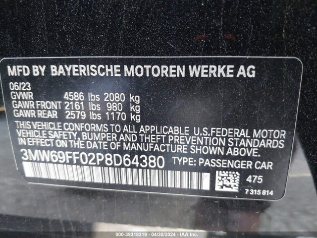 BMW 330I 2023 3MW69FF02P8D64380 Image 9
