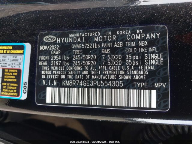 KM8R74GE3PU554305 Hyundai Palisade Calligraphy