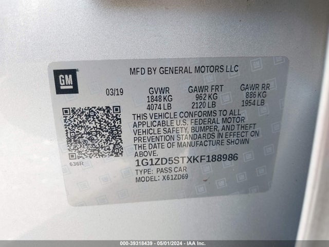 Chevrolet MALIBU LT 2019 1G1ZD5STXKF188986 Image 9