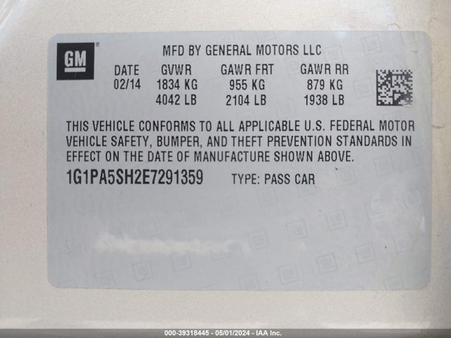 Chevrolet Cruze Ls Auto 2014 1G1PA5SH2E7291359 Image 9