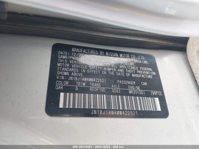 JN1BJ1AW4MW422521 Nissan Rogue Sport S Awd Xtronic Cvt